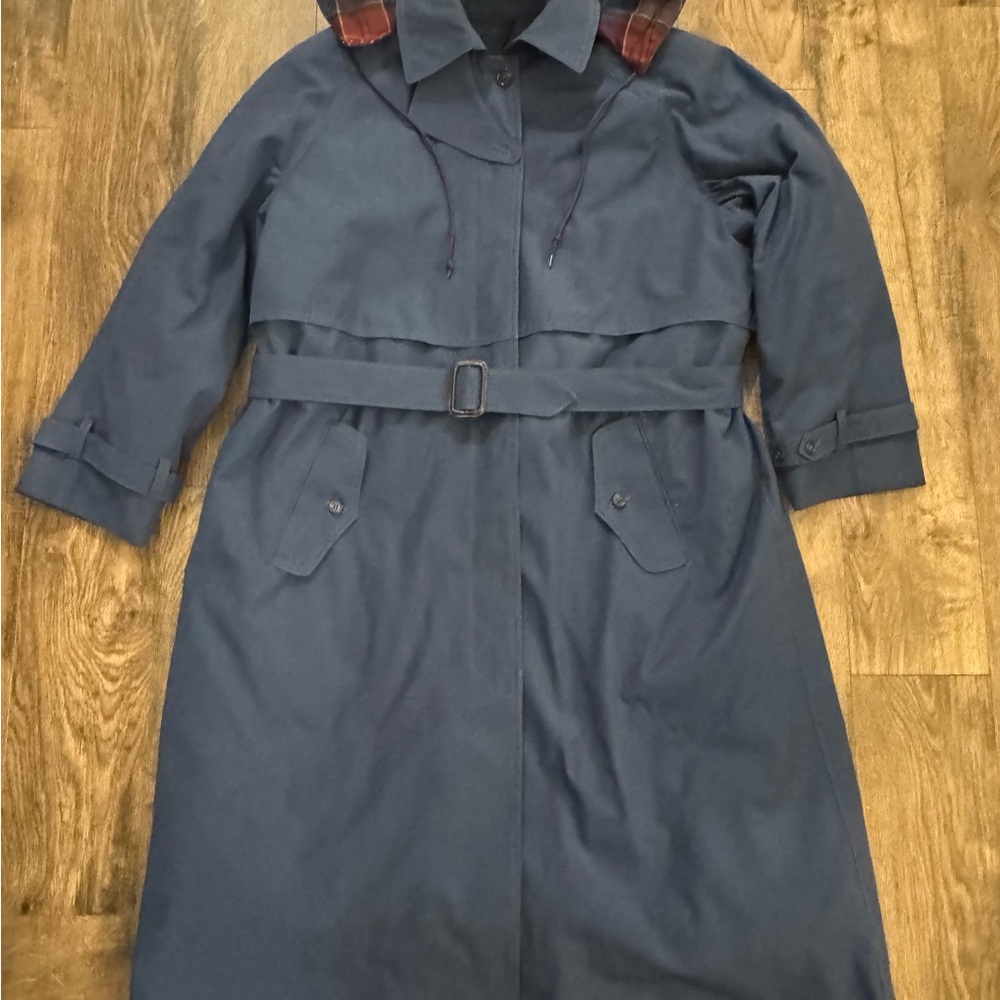 Vintage Eddie Bauer Women’s XL Goose Down Trench Coat Removable Liner Hood USA